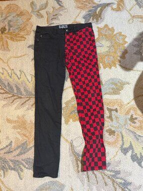 Royal bones Y2k checkered skinny jeans